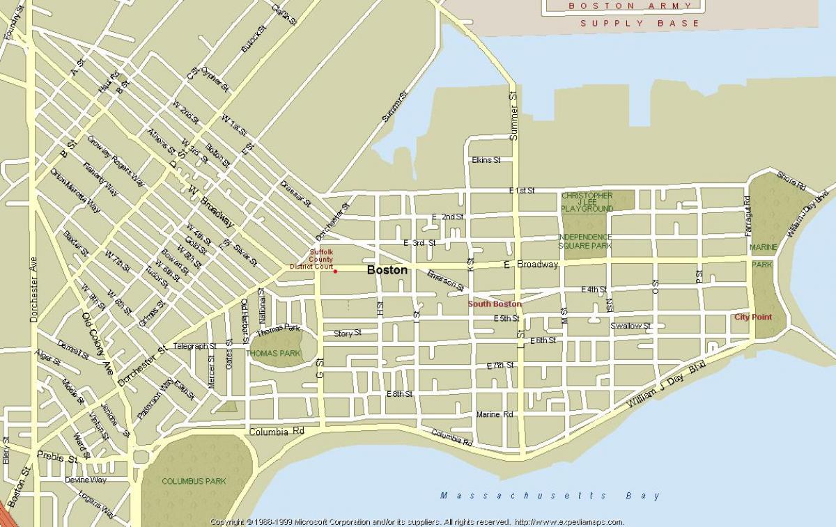мапа југ Бостон