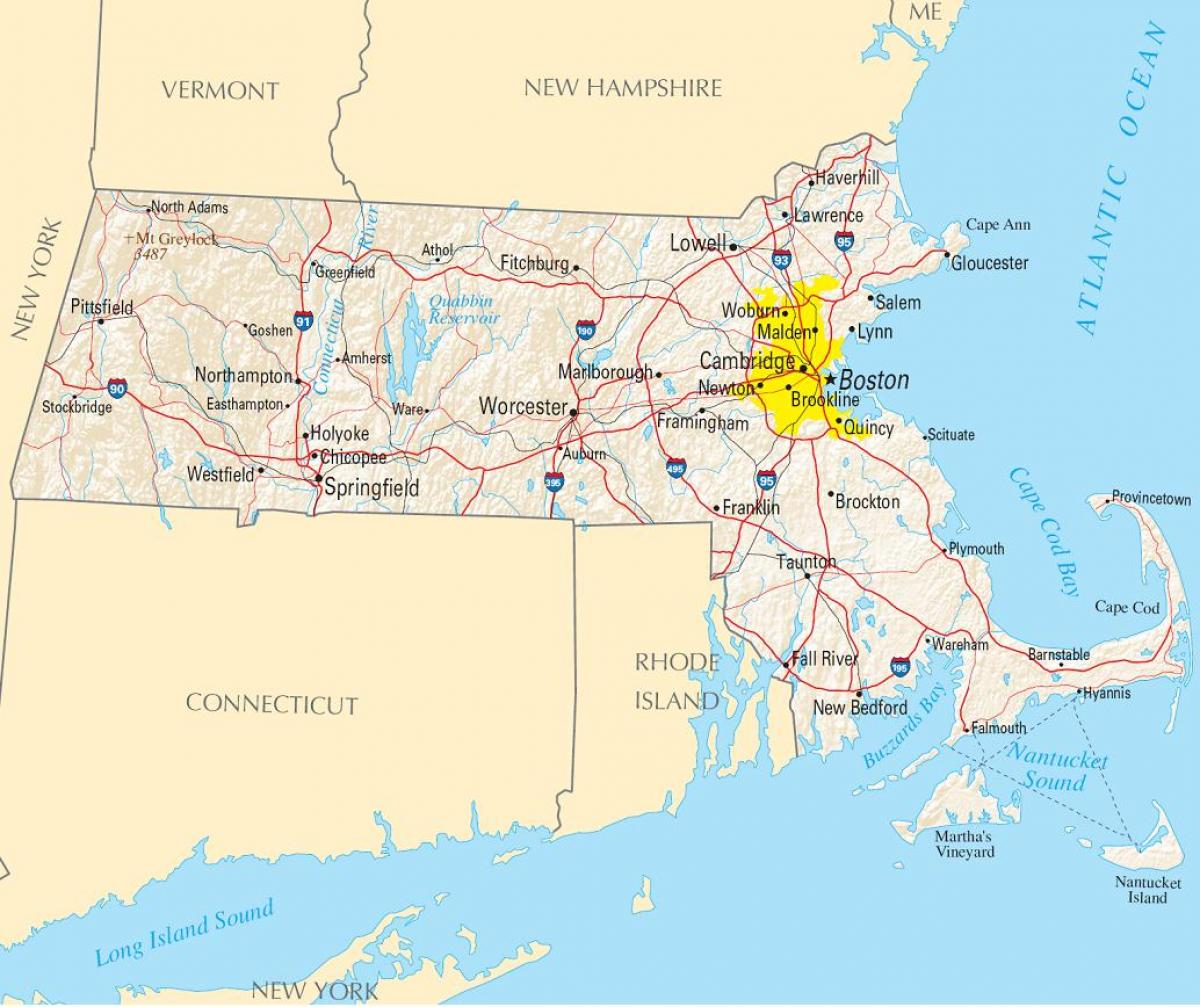 карта Бостона у САД