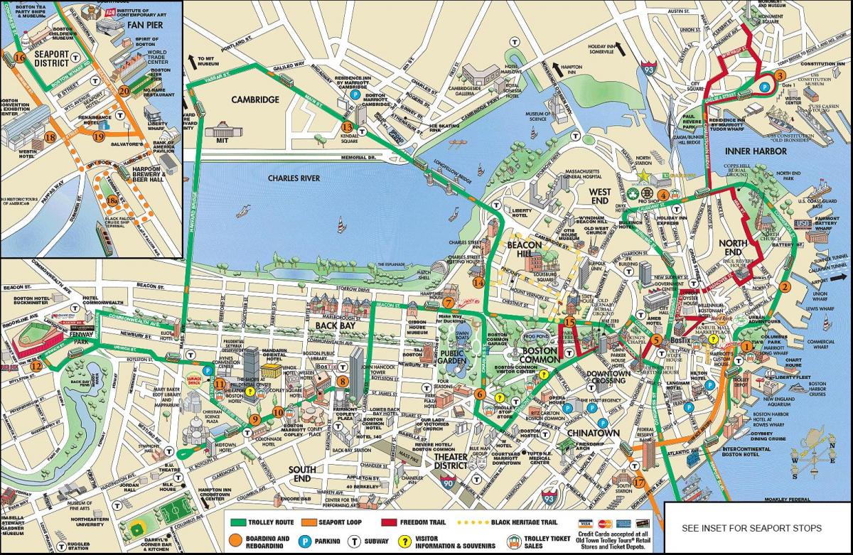 Бостон аутобуске туре на мапи