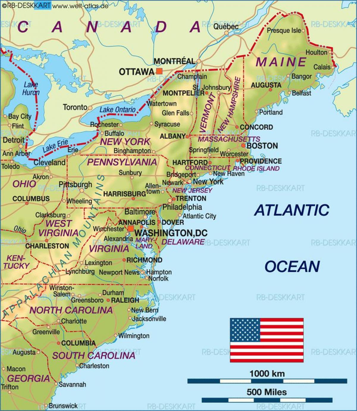 Бостон на мапи САД