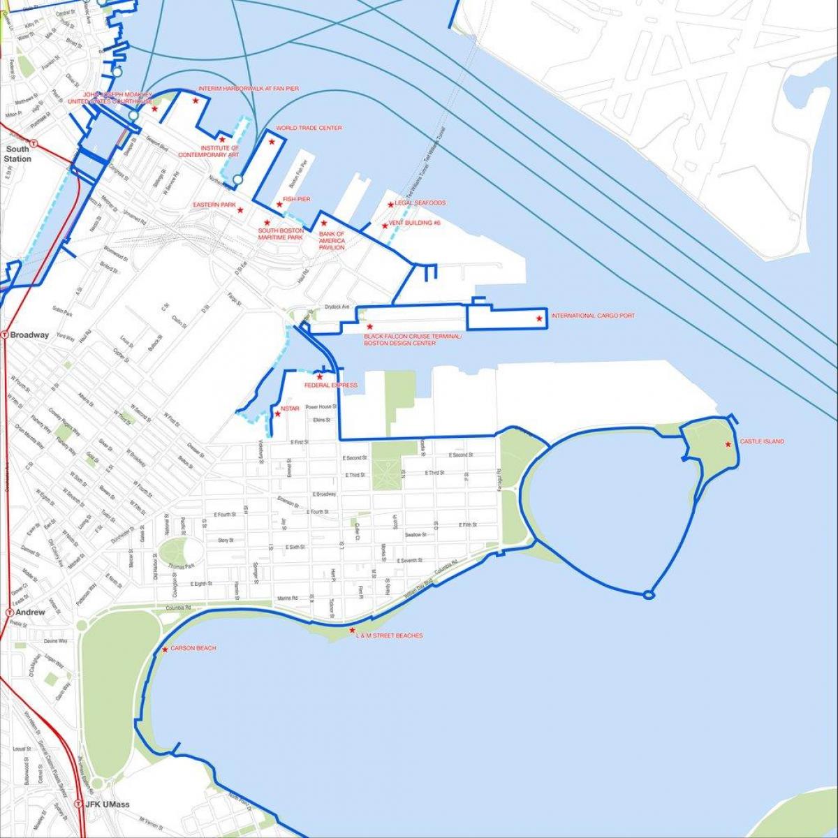 слободно време harborwalk Бостону мапи
