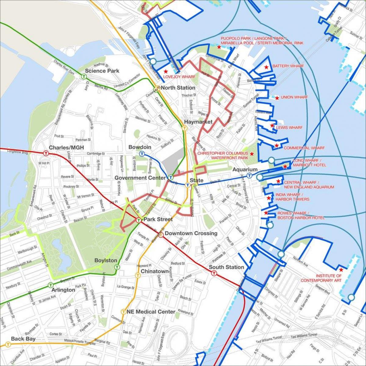 Бостон пешачка тура по мапи