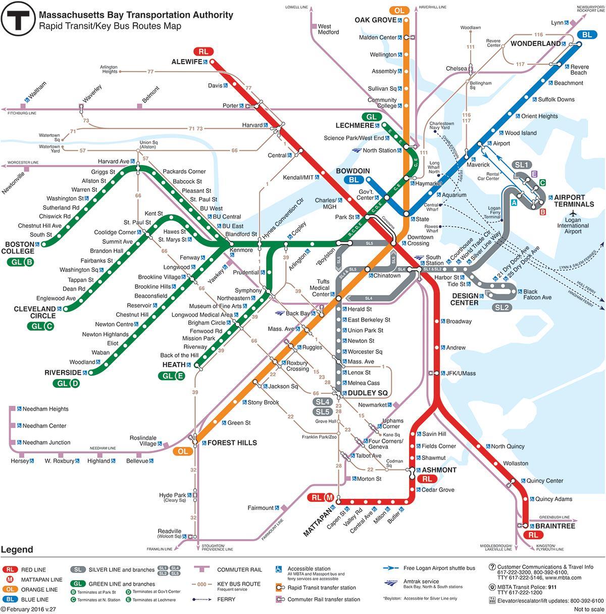 Карта метро црвена линија мбта