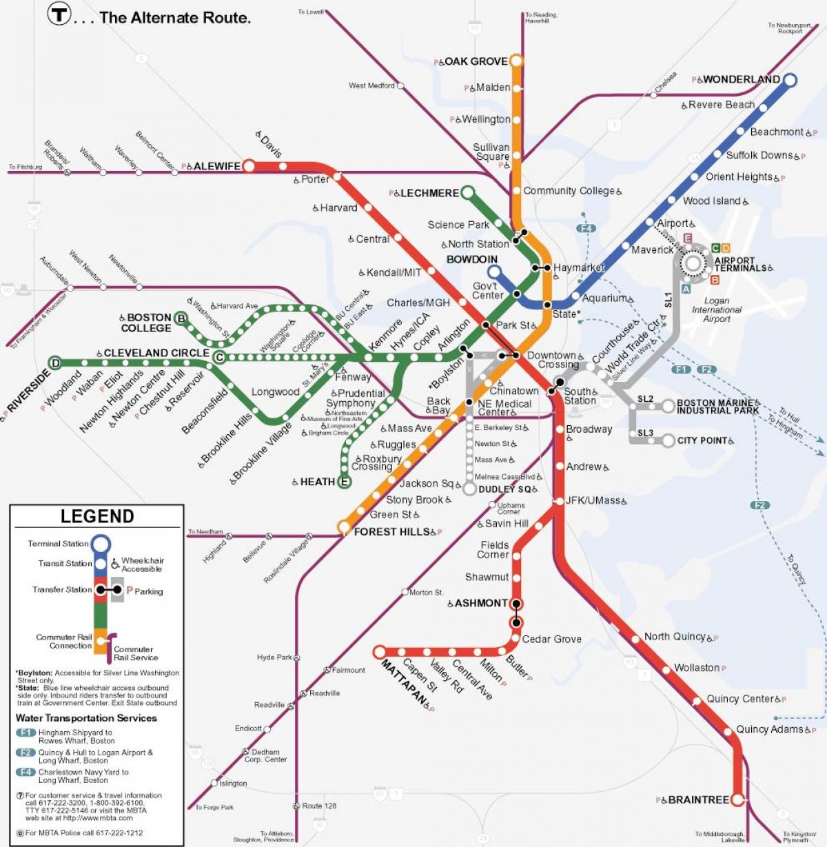 наранџаста линија Бостона мапи