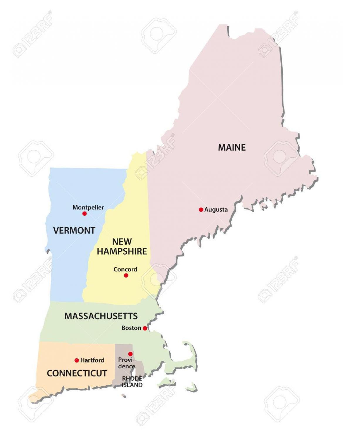 мапа Држава Нове Енглеске