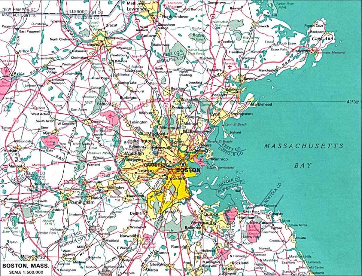 карта велике Бостону