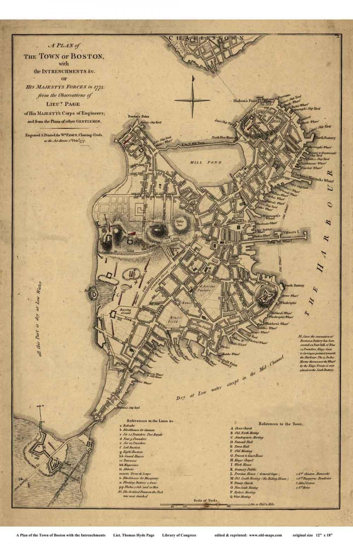 карта историјског Бостона