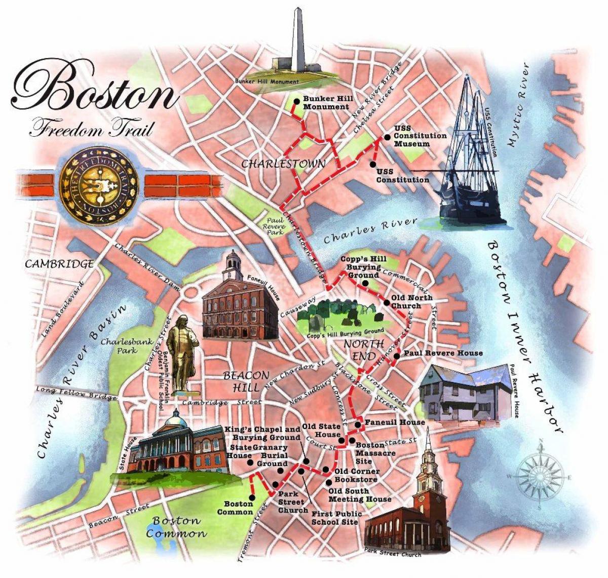 карта Бостона трагу слободе