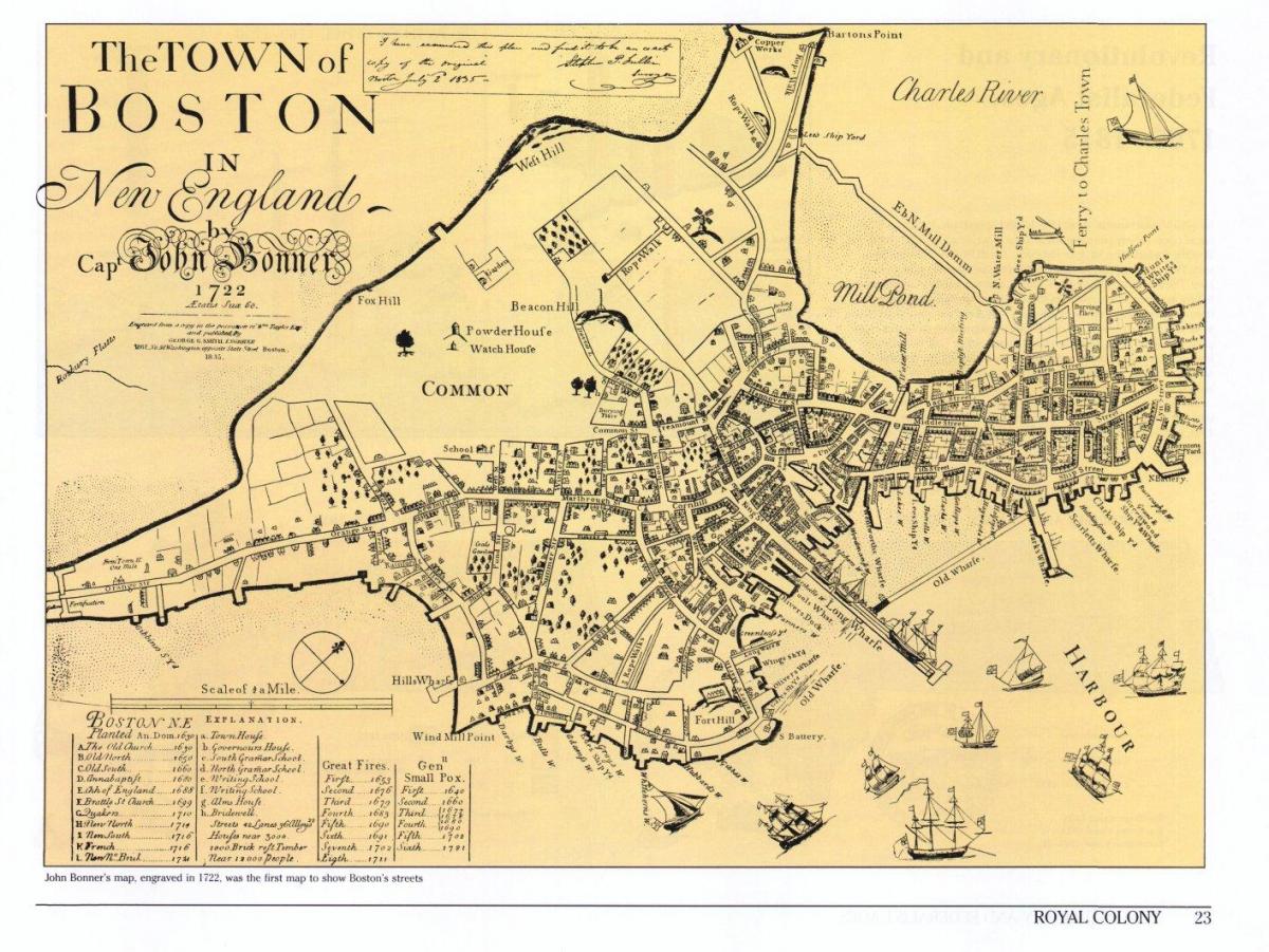 стара карта Бостон