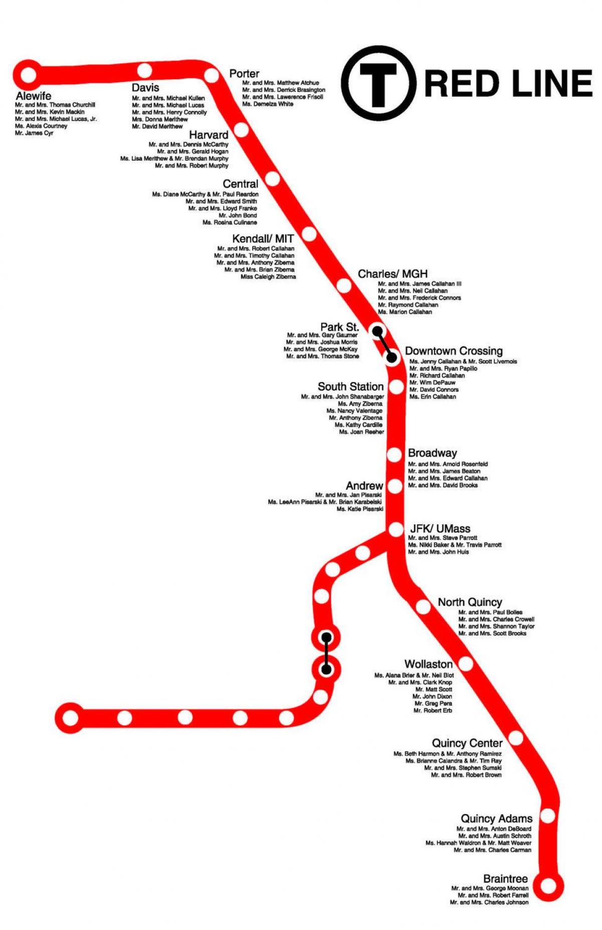 црвена линија Бостона мапи