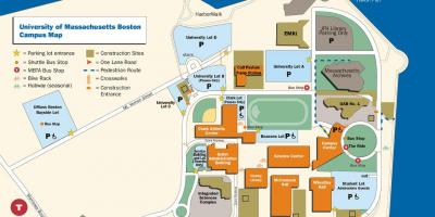 Универзитет Масачусетс у Бостону у кампусу мапи