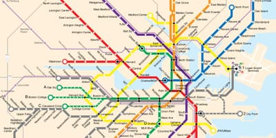 Бостон јавног превоза мапи